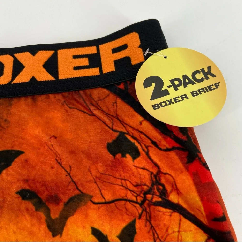 NWT CRAZYBOXER Men’s Halloween Boxer Briefs Bats Pumpkin Jack-o’-lantern Print L